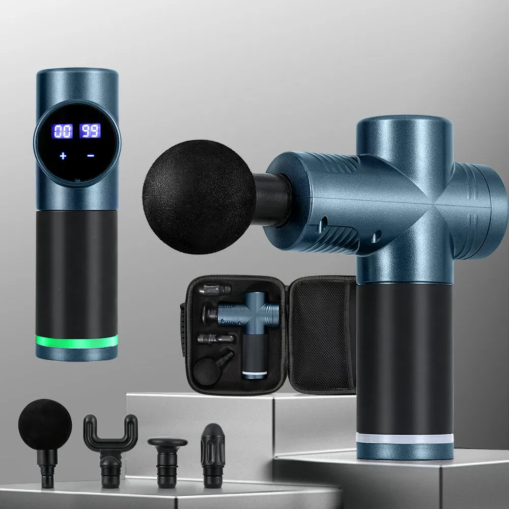30 Speed Massage Gun | 4 Heads | Vibration Muscle Massager | Chargeable | Blue
