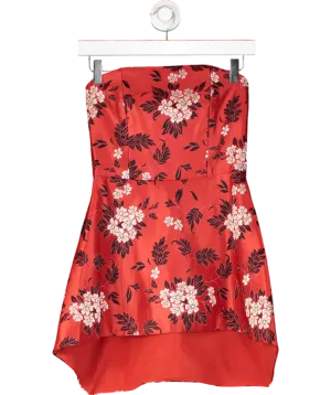 Alice & Olivia Red Floral Strapless Mini Dress UK XS