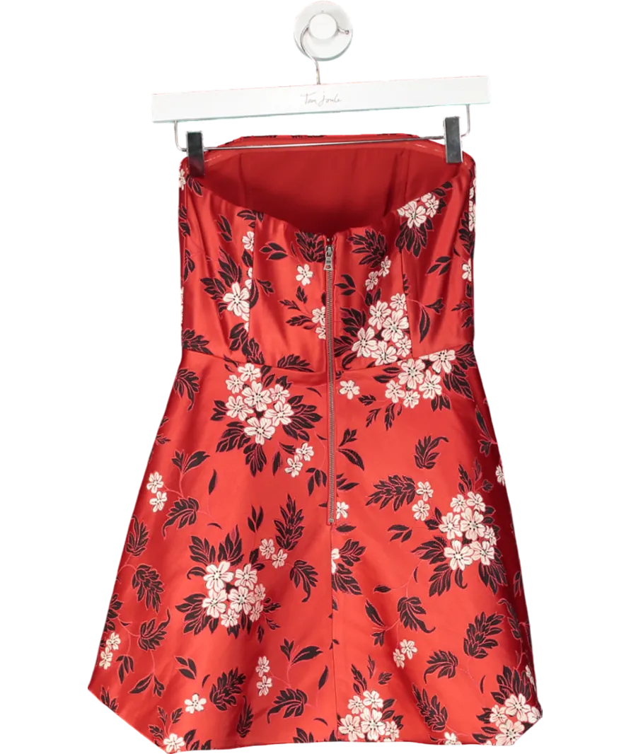 Alice & Olivia Red Floral Strapless Mini Dress UK XS