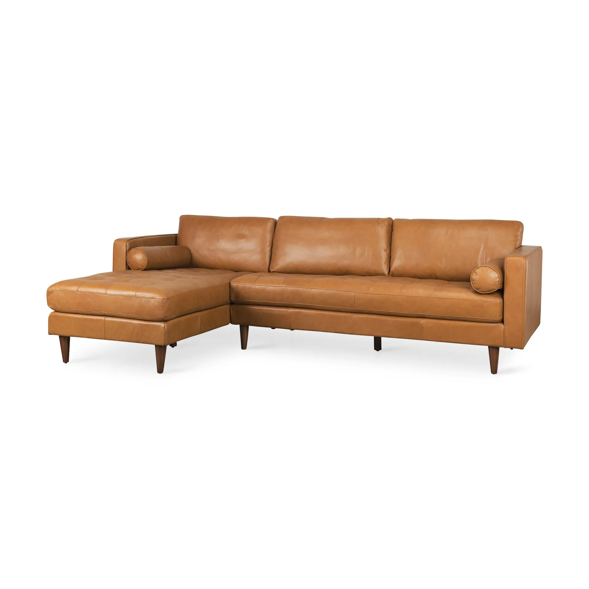 Arne Sofa Sectional in Tan Leather | Left Chaise