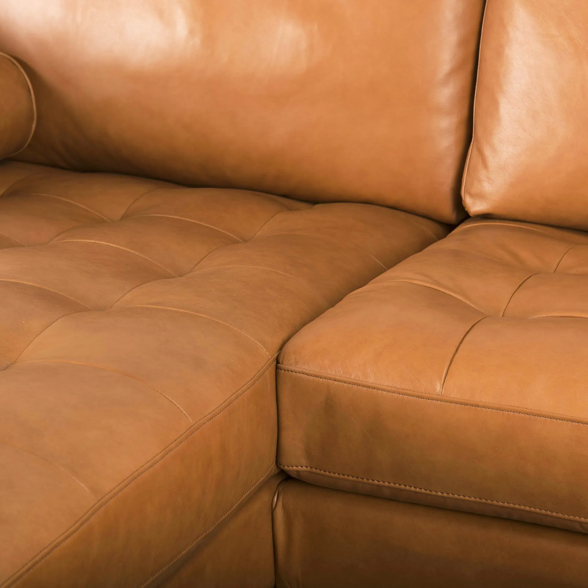 Arne Sofa Sectional in Tan Leather | Left Chaise