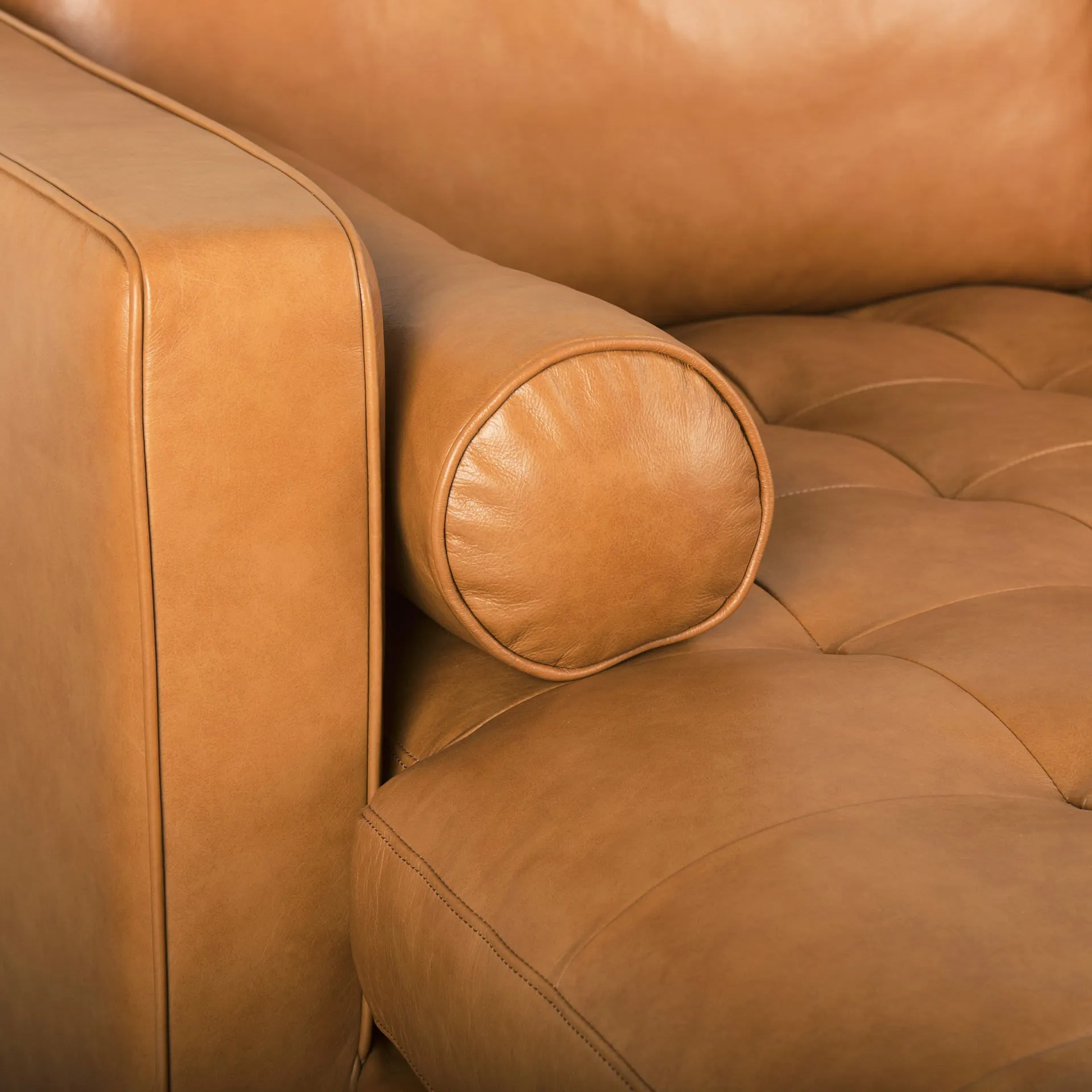 Arne Sofa Sectional in Tan Leather | Left Chaise