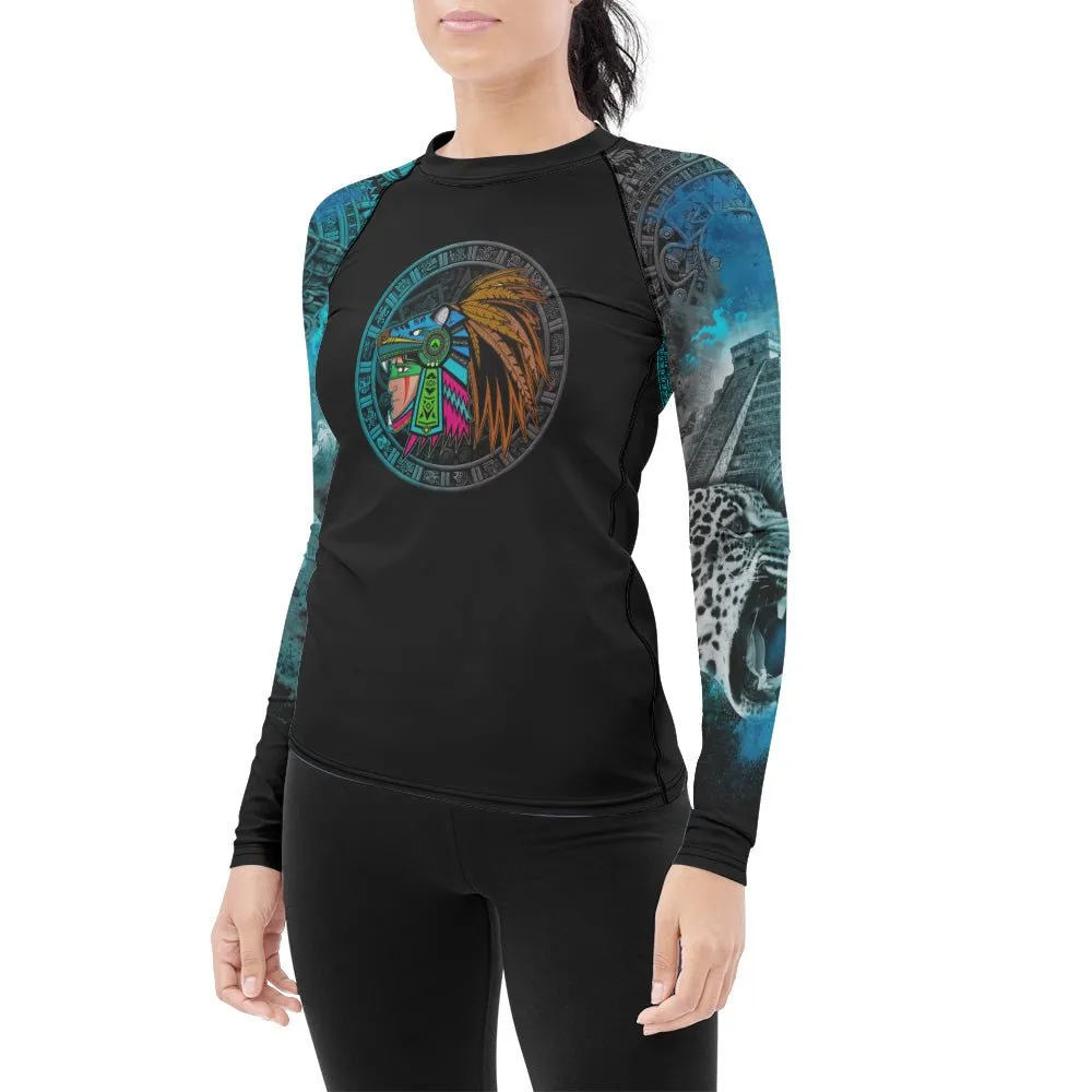 Aztec Jaguar Warrior Women's Long Sleeve Rash Guard