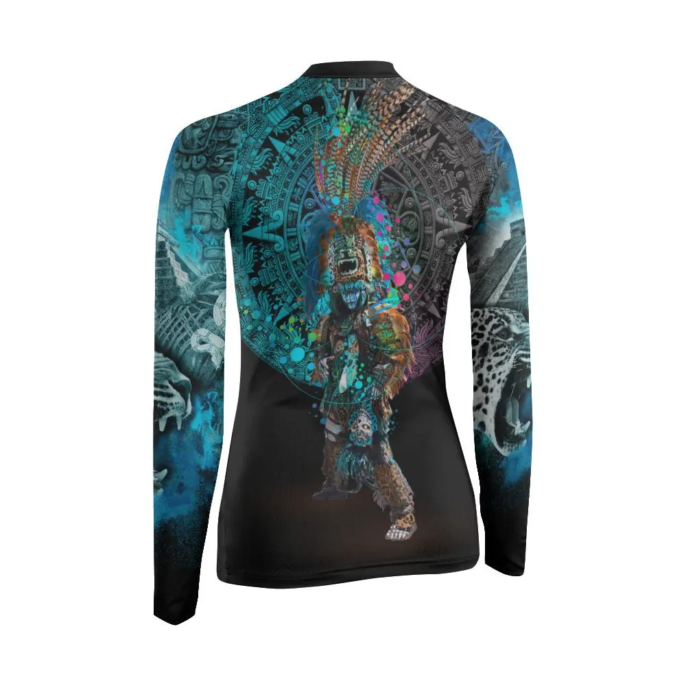 Aztec Jaguar Warrior Women's Long Sleeve Rash Guard