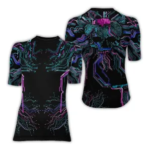 Deadly Glowing Circuit Women's Short Sleeve Rash Guard