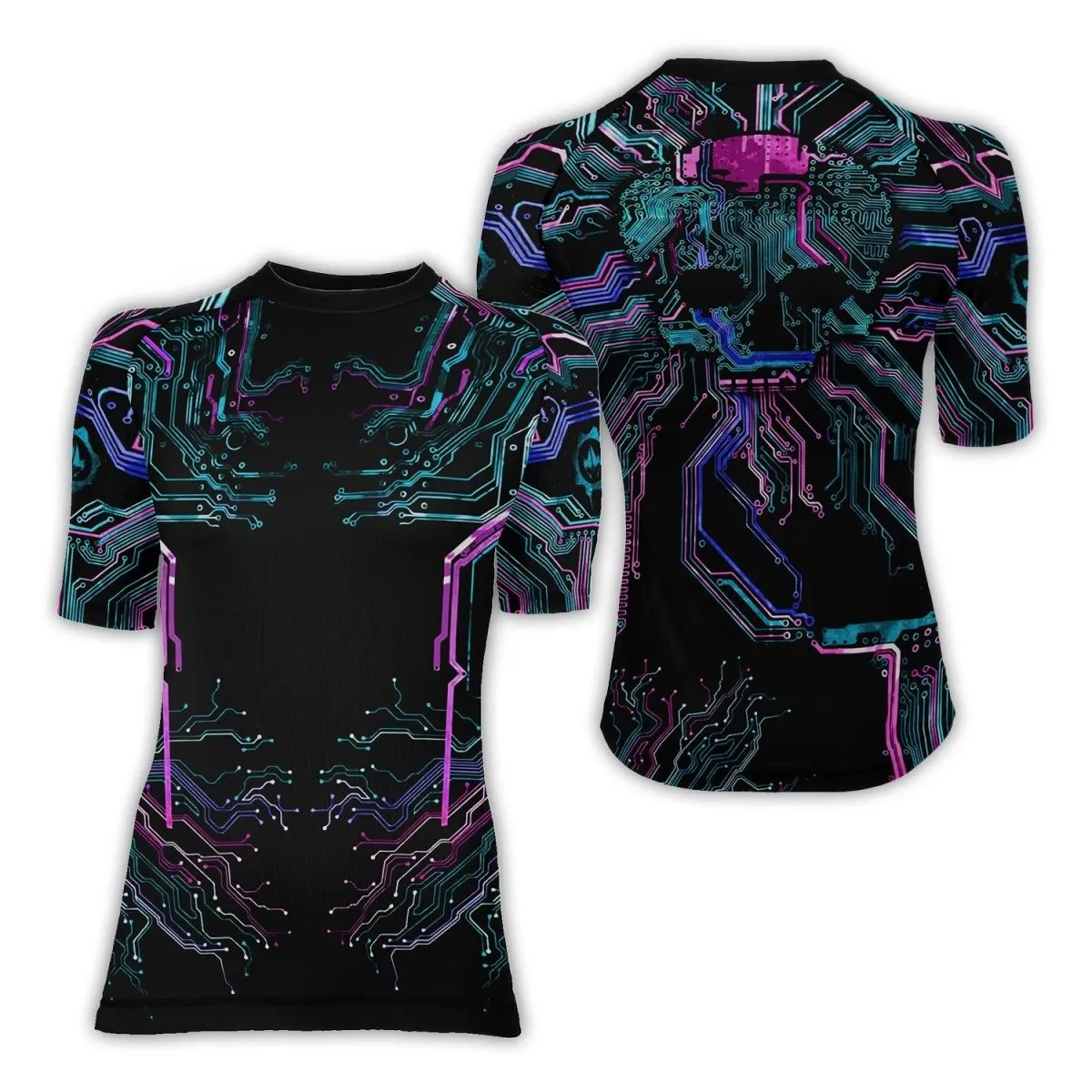 Deadly Glowing Circuit Women's Short Sleeve Rash Guard