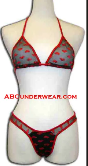 Elegant and Alluring Women's Sheer Lips Lingerie Set Elegant and Alluring Women's Sheer Lips Lingerie Set