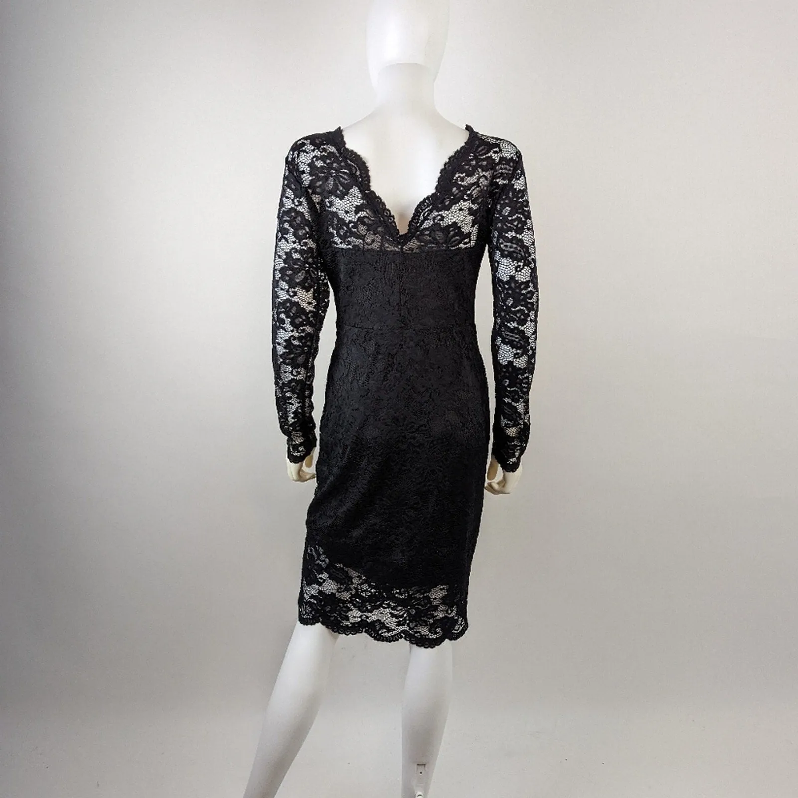 H & M Black Lace Body Con Dress 8