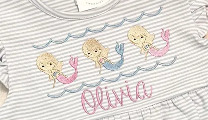 Mermaid Trio Embroidery**DESIGN ONLY**