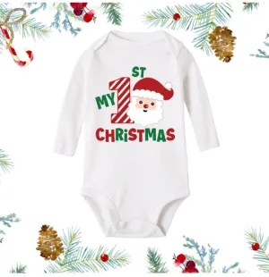 Newborn Baby White Long Sleeve Romper for Christmas