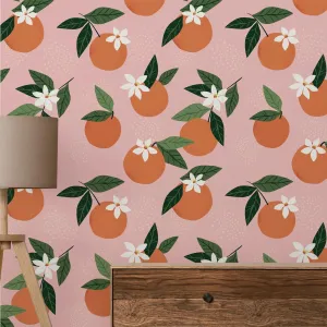 Oranges on Pink Wallpaper