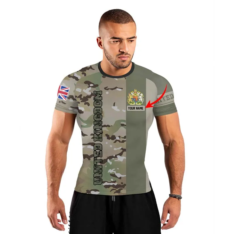 Personalized UK Coat of Arms Men's Short Sleeve Rash Guard