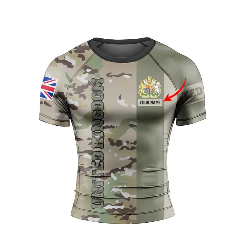 Personalized UK Coat of Arms Men's Short Sleeve Rash Guard