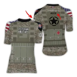 Personalized USA Army Veteran Military Women's Short Sleeve Rash Guard Personalized USA Army Veteran Military Women's Short Sleeve Rash Guard