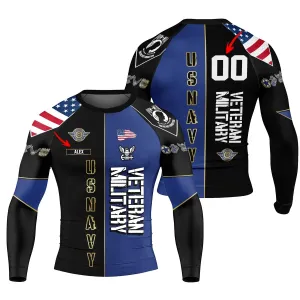 Personalized Veteran Military USNAVY Men's Long Sleeve Rash Guard Personalized Veteran Military USNAVY Men's Long Sleeve Rash Guard