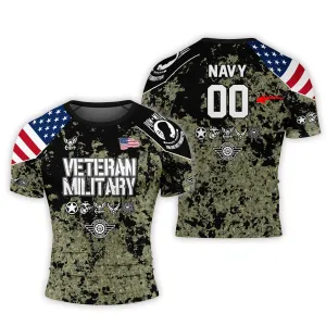 Personalized Veteran Navy Camouflage Men's Short Sleeve Rash Guard Personalized Veteran Navy Camouflage Men's Short Sleeve Rash Guard