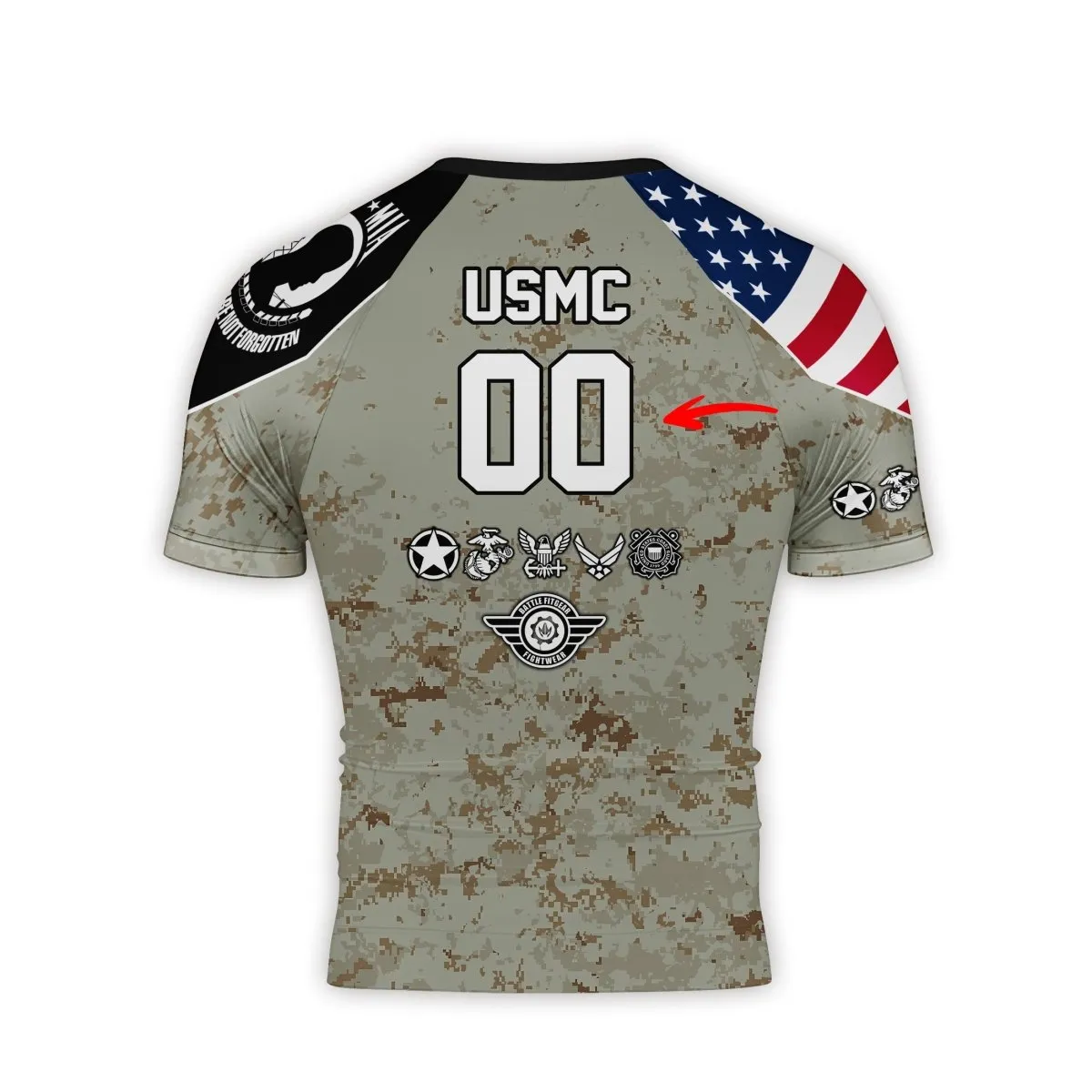Personalized Veteran USMC Uniform Men's Short Sleeve Rash Guard
