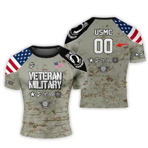 Personalized Veteran USMC Uniform Men's Short Sleeve Rash Guard Personalized Veteran USMC Uniform Men's Short Sleeve Rash Guard