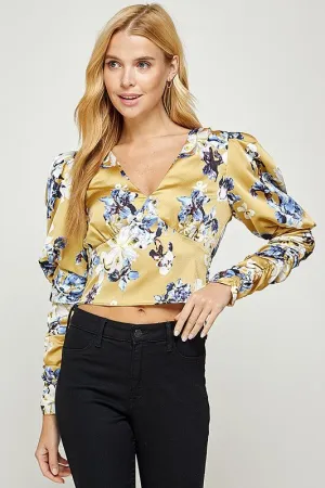Printed Long Sleeve Top - Citron Printed Long Sleeve Top - Citron