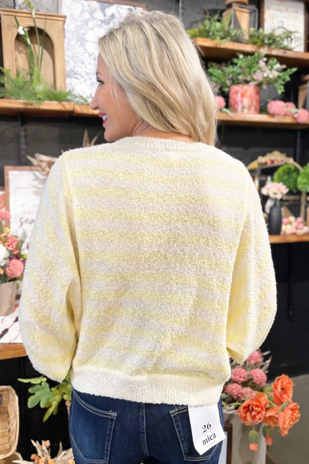 Striped Batwing Sleeve Sweater